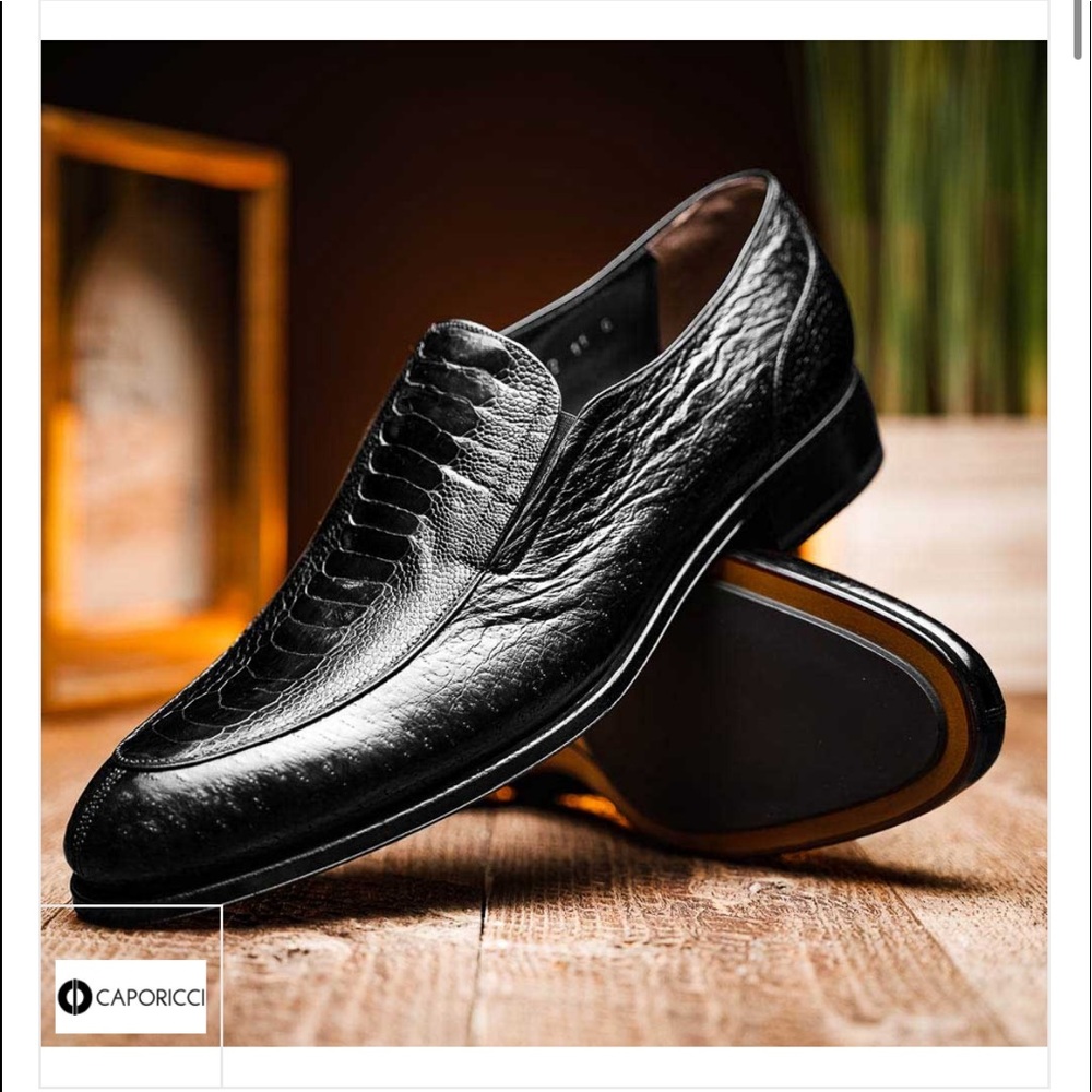 Caporicci 3324 Ostrich & Peccary Loafers Black - Picture 5 of 14